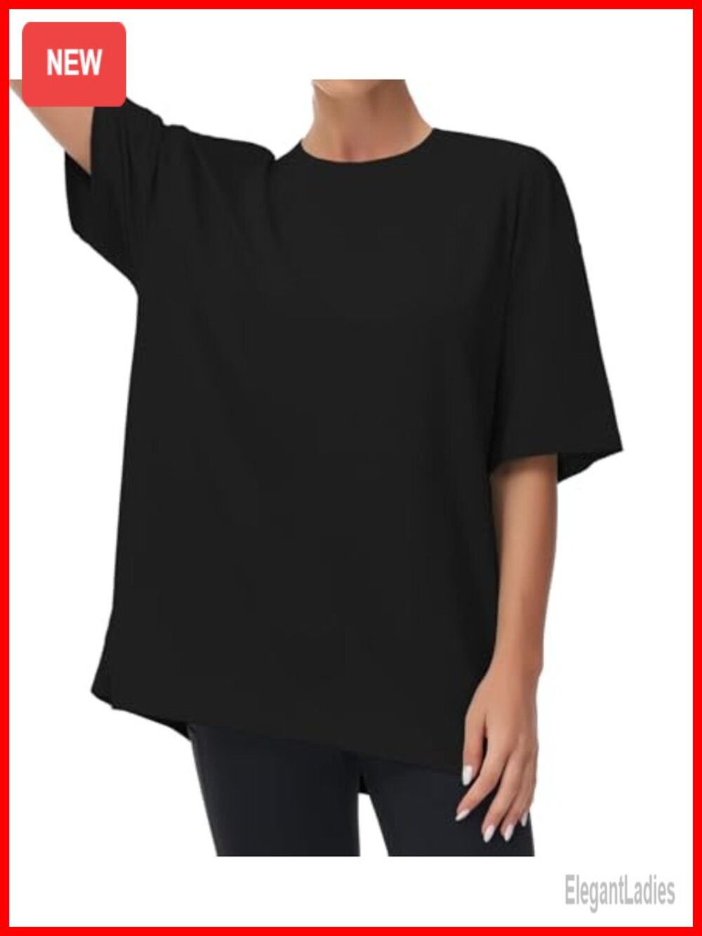Oversized Crewneck Short Sleeve T-Shirt Soft Cotton Blend Relaxed Fit Workout